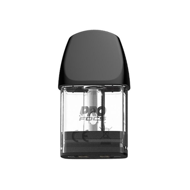 Uwell Caliburn A2 Kartuş, siyah ağızlı, şeffaf likit hazneli yedek pod.