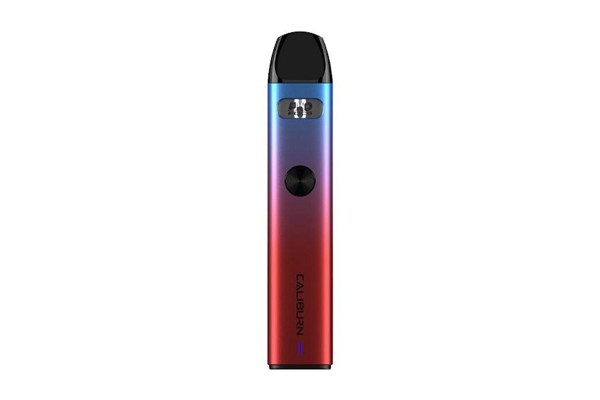 Uwell Caliburn A2 Pod mod elektronik sigara, mavi-kırmızı degrade renkli.